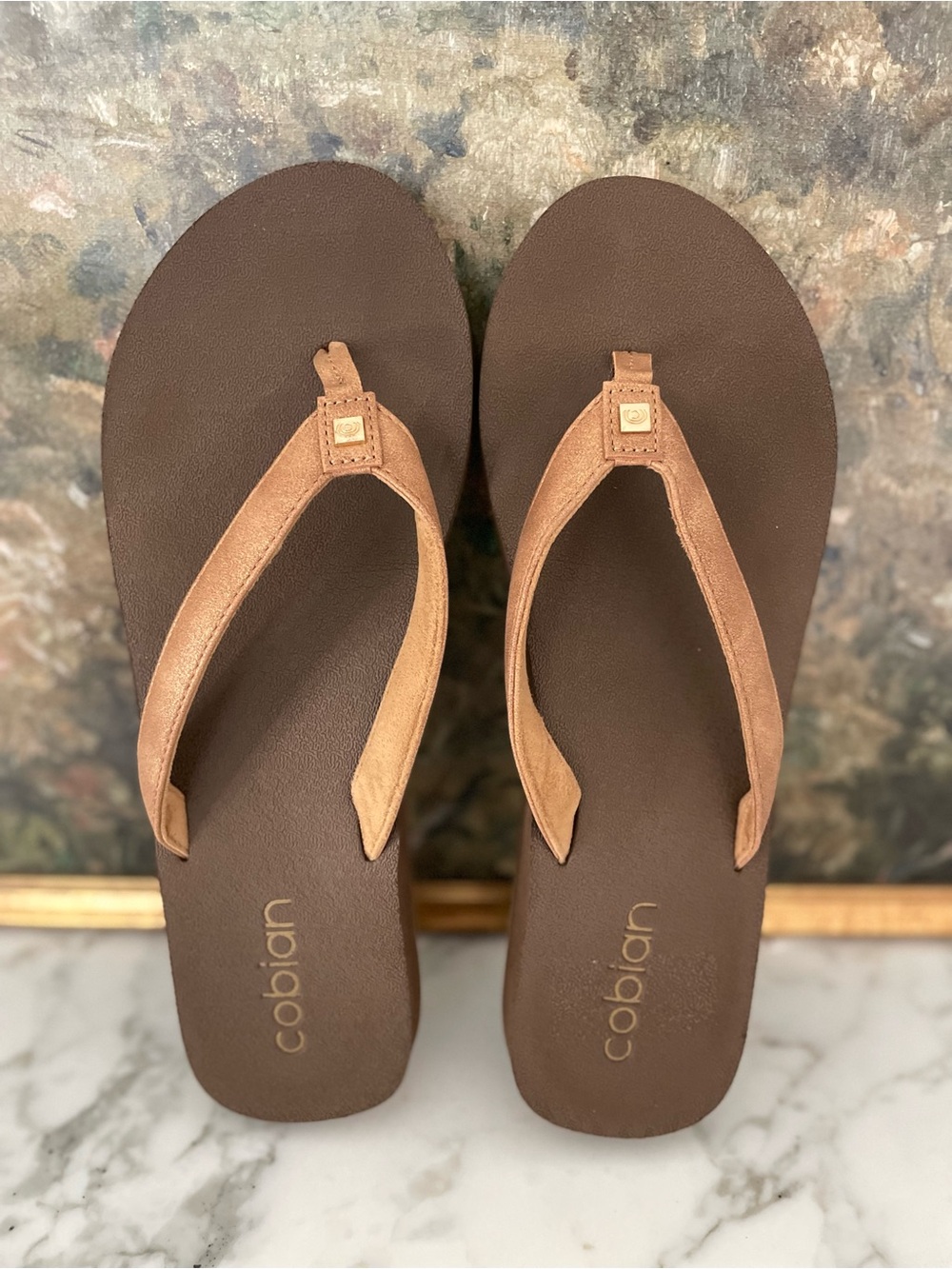 Cobian Bounce 2 Sandals Size 11 Flip Flop Brown Beige Womens